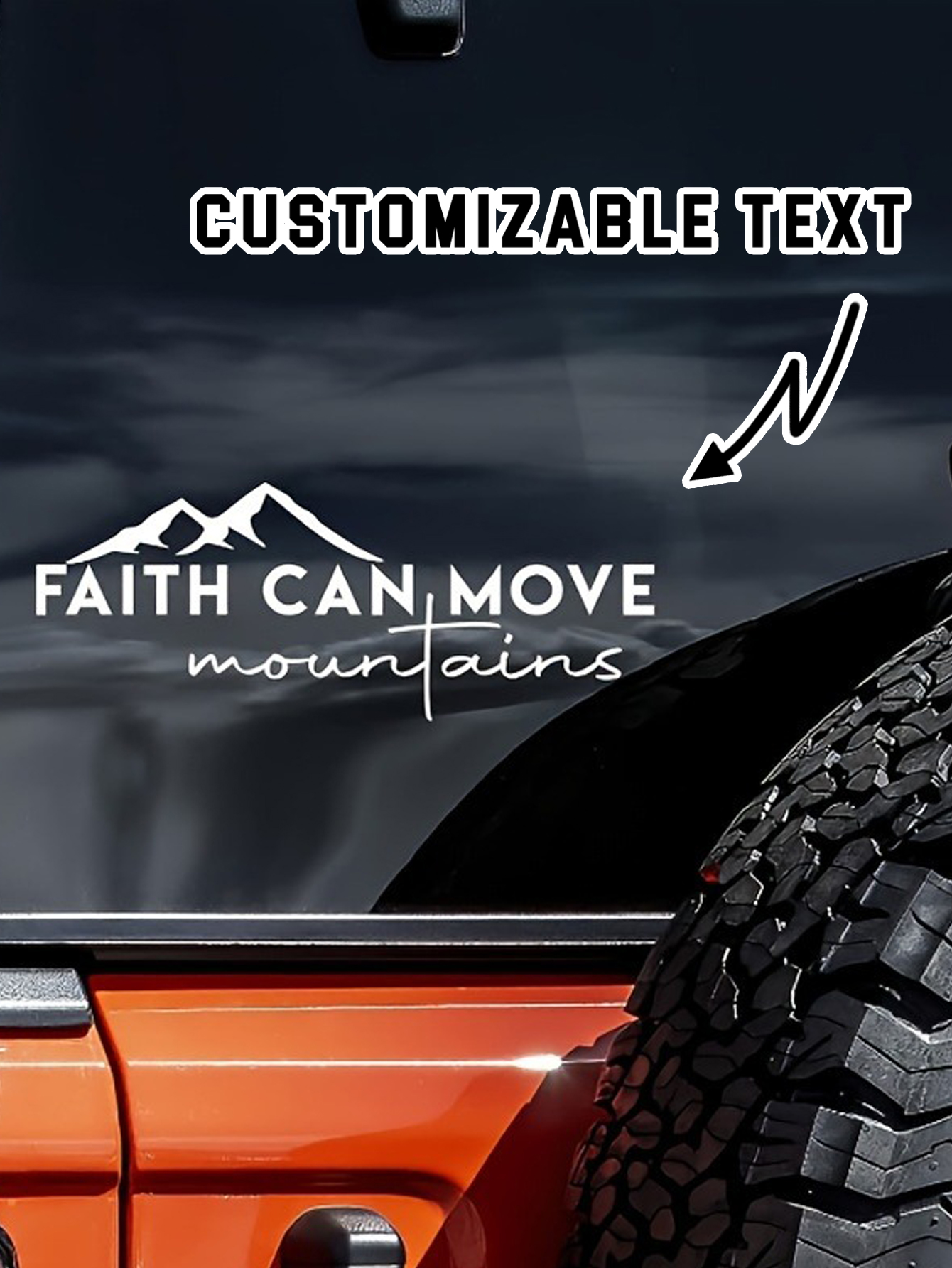 Personalised Snow Mountain and Quote Car Sticker
